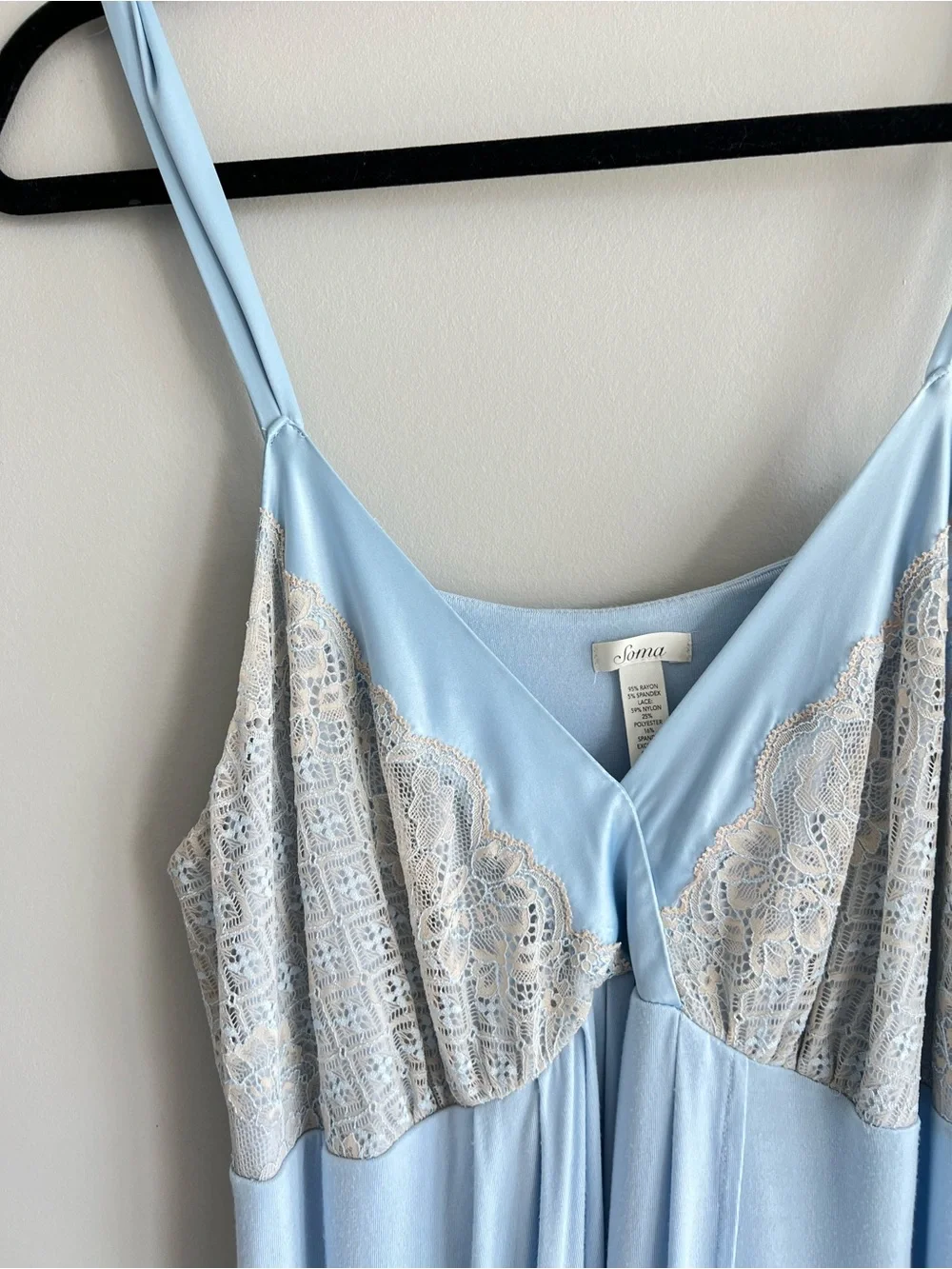 Soma cool nights powder blue and lace sleeveless v neck wrap nightgown size xl